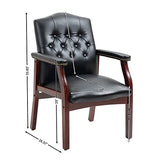 Black Leather Office Chairs Set of 4 -High Back Ergonomic Executive Guest Chairs for Reception, Multi-Scene Use (Waiting Room, Meeting, Conference, Lobby, Conference, Church) No Wheels with Arm Design SLEERWAY