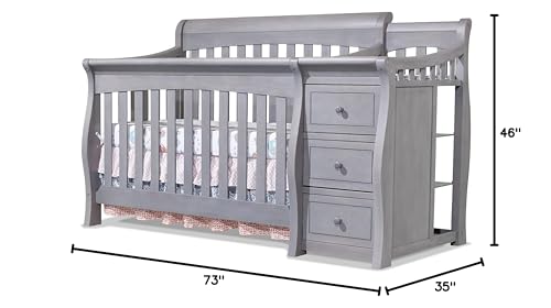 Sorelle Furniture Princeton Elite Crib and Changer Classic -in- Convertible Diaper Changing Table Made of Pine Wood Non-Toxic Wooden Baby Bed Toddler Childs Daybed Full-Size Nursery - Weathered Grey