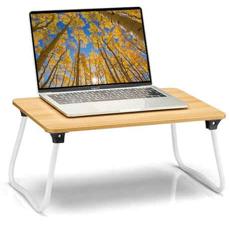 Ruxury Foldable Lap Desk Laptop Stand Bed Desk Table Tray, Breakfast Serving Tray, Portable & Lightweight Mini Table, Lap Tablet Desk for Sofa Couch Floor - Wood Ruxury