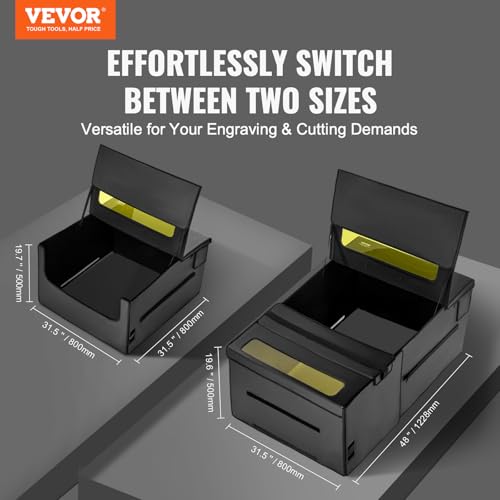 VEVOR Laser Engraver Enclosure 48 x 31.5 x 19.6, Dual-Direction Viewing, Flame Retardant and Fireproof Cover, with Exhaust Fan and Pipe, Insulates Smoke, Noise and Eye Protection, Black VEVOR