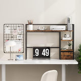Marbrasse Desk Shelf with Drawer, 40" Desk Hutch for Computer Monitor, Wooden Desktop Bookshelf Storage Rack for Home Office Dorm - Dark Brown Marbrasse