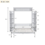 Harper & Bright Designs Queen Size Murphy Bed, Wooden Wall Bed with Shelves and LED Lights, White Harper & Bright Designs