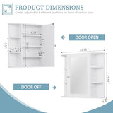 Shintenchi Bathroom Wall Cabinet with Mirror, Mounted Medicine Cabinets with 4 Internal and 6 Open Shelves, Mirrored Door Over The Toilet Storage, Solid White Shintenchi