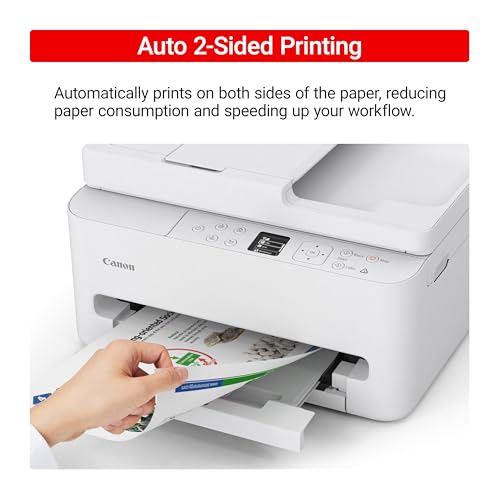 Canon PIXMA TR7120 Wireless Color Inkjet Printer for Duplex Printing, White – Home Printer with Copier/Scanner, Auto Document Feeder, Compact Design, Intuitive Control Panel