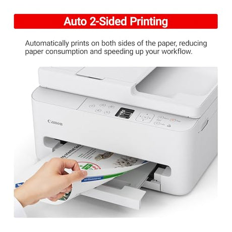 Canon PIXMA TR7120 Wireless Color Inkjet Printer for Duplex Printing, White – Home Printer with Copier/Scanner, Auto Document Feeder, Compact Design, Intuitive Control Panel Canon
