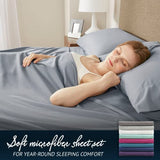 Comfort Spaces Microfiber Set 14" Deep Pocket, Wrinkle Resistant All Around Elastic-Year-Round Cozy Bedding Sheet, Matching Pillow Cases,4pieces, Twin, Light Gray,CS20-0119 Comfort Spaces