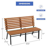 Soleil Jardin Acacia Wood & Steel Outdoor Garden Bench with Ergonomic Backrest Soleil Jardin