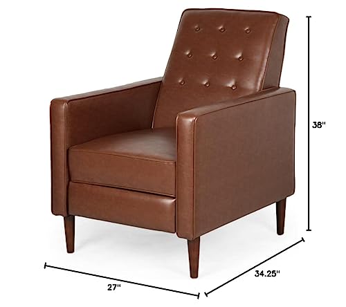 Christopher Knight Home Randolph Mid-Century Modern Button Tufted Recliner, Cognac Brown and Dark Espresso Christopher Knight Home