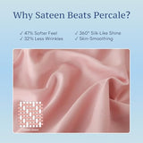 JSD 100% Cotton Sheet Set Twin, Dusty Pink Sateen Sheets 300 Thread Count, Soft Breathable Bed Sheets Deep Pocket JSD