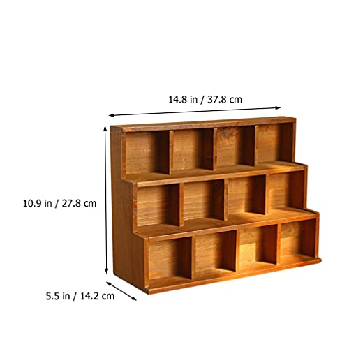 Book Display Stand Wooden Shadow Box Display Shelf: Wall Mounted Rustic Display Rack Multi Layer Stand for Action Figure Mini Figurine Vendors Zerodeko
