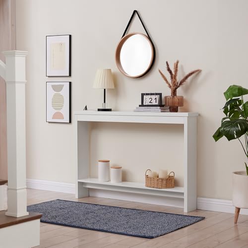 ZGREN Narrow Sofa Table with Outlet and USB Port, Behind Couch Table Skinny Console Table with Charging Station Thin and Long Slim Entryway Table for Living Room, Hallway, Entry Hall, Foyer, White ZGREN