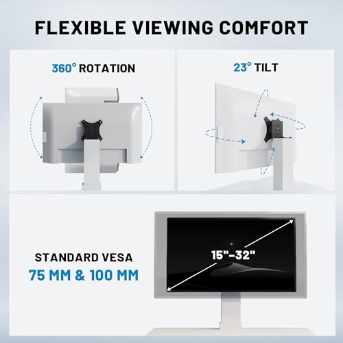 Electric Standing Desk Converter 28" Wide, Height Adjustable Desk Riser, Computer Workstation, Sit-Stand Convertor for Home, Office, School (White, 1 Arm Included) UP/SIT DASK