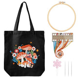 Louise Maelys Embroidery Kit Canvas Tote Bag for Beginners,Cross Stitch Kits for Adults,Arts Crafts Needlepoint with Mushroom Flower Pattern,Women Shopping Reusable Grocery Bags