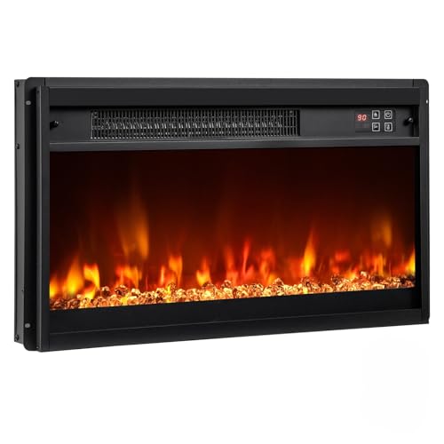 23'' Electric Fireplace Insert, SIMOE Recessed 1500W Fireplace with Multi-Color Flame & Crystal Ember Bed, 9H Timer, Thermostat & Overheat Protection, Remote Control, Fireplace Insert for TV Stand SIMOE