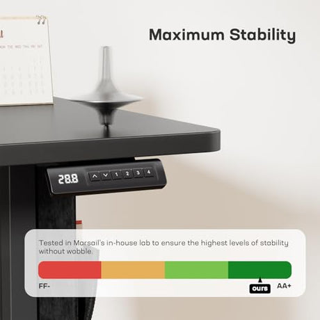 Marsail 55x24 Electric Standing Desk - Adjustable Height Computer Desk with Memory Presets, Storage Bag & Cable Management for Home Office & Gaming Workstations Marsail