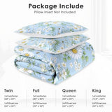 WeCozy Twin Size Comforter Set with Pillowcase, Wildflower Daisy Flower Floral Soft 2 Pcs Bedding for Kids and Adults Bedroom Bed Decor WeCozy