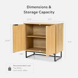 EYYTHUNG Fluted Storage Cabinet Sideboard Buffet Cabinet, Modern Accent Cabinet with Adjustable Shelves, Wooden Credenza, Console Table Entryway Cabinet for Living Dining Room, Natural Oak EYYTHUNG