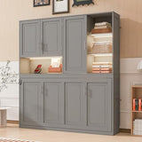 Merax Twin Size Wall Murphy Bed with Top Cabinet, Shelves,Space Saving Foldable Bed with Light & USB,Sleeping Arrangement for Multipurpose Area, Bedroom, Guest Room or Living Room,Gray Merax