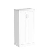 Furnaza 50" LED Kitchen Pantry Storage Cabinets - Food Cabinets Cupboards with 2 Doors with Racks and Shelves Adjustable for Small Space in Dinning Room, Living Room, in White Furnaza