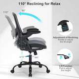 Office Chair, Ergonomic Desk Chair with Adjustable Lumbar Support, Comfy Breathable Mesh Chair with Wheels and Flip-Up Armrests, Executive Chairs for Home Office Comfortable Chair with Rolling Swivel SOERGO