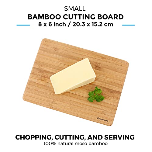 Bamboo Cutting Boards for Kitchen [Set of 3] Wood Cutting Board for Chopping Meat, Vegetables, Fruits, Cheese, Knife Friendly Serving Tray with Freshware