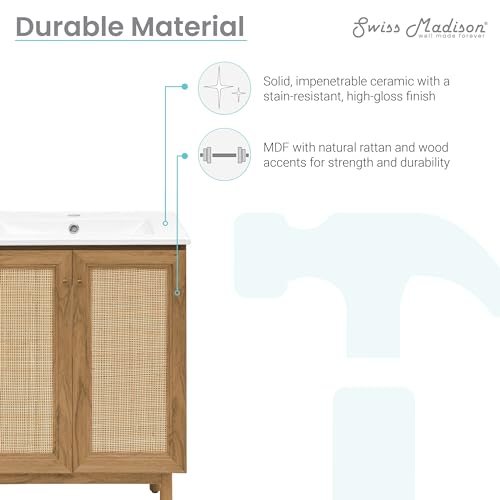 Swiss Madison Classe 24" Bathroom Vanity in Oak Bath Sink Cabinet Sink Included Swiss Madison