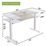 Radlove Dual Motor Height Adjustable Standing Desk, 63 x 30 Height Adjustable Computer Desk Sit Stand Desk Home Office Desks with Splice Board 265 lb Load Capacity White Frame + White Top Radlove