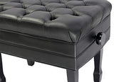 Griffin Genuine Leather Adjustable Piano Bench Black Solid Wood Vintage Style & Heavy-Duty Ergonomic Keyboard Stool | Cushion Seat with Storage Space Griffin