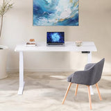 Fromann Dual Motor Standing Desk Frame 3 Tier Legs Sit Stand up Electric Height Adjustable Desk Base for Home and Office (White) Fromann