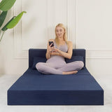 Fvkind Folding Sofa Bed, 4 in 1 Convertible Sleeper Sofa Bed Chair with Pillow, Twin Memory Foam Loveseat Futon Sleeper Chair, Foldable Futon Couch for Living Room, Bedroom, Guest Room, Blue Fvkind