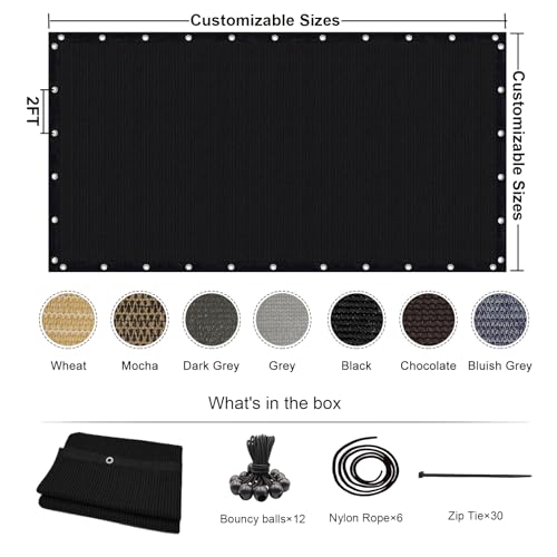 KANAGAWA 90% Sun Shade Cloth 12'X 20' Outdoor Pergola Shade Cover Canopy with Grommets UV Block Privacy Screen for Patio, Backyards, Outdoor, Carport, Garden, Black - WoodArtSupply