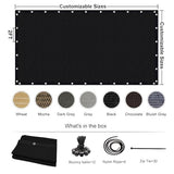 KANAGAWA 90% Sun Shade Cloth 12'X 20' Outdoor Pergola Shade Cover Canopy with Grommets UV Block Privacy Screen for Patio, Backyards, Outdoor, Carport, Garden, Black KANAGAWA