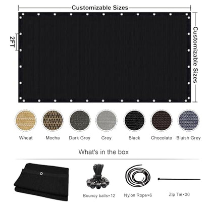 KANAGAWA 90% Sun Shade Cloth 12'X 20' Outdoor Pergola Shade Cover Canopy with Grommets UV Block Privacy Screen for Patio, Backyards, Outdoor, Carport, Garden, Black - WoodArtSupply