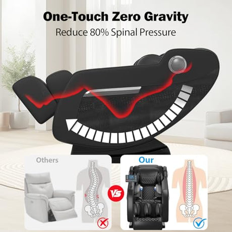 DOVRYTHEN Zero Gravity Full Body Massage Chair - 4.7" Extendable Footrest for Tall Users 5ft-6'3",Lumbar Heat & Foot Rollers, Relieve Back Pain for Sedentary Workers/Tall Users (Home Office) DOVRYTHEN