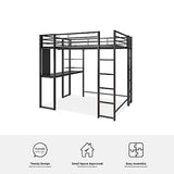 DHP Abode Full Size Metal Loft Bed, Black DHP