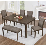 RuiSiSi 6-Piece Dining Table Set for 6, Farmhouse Wood Kitchen Table Set with Chairs and Bench, Rustic Dining Room Kitchen Table Set for 6 People, Dark Walnut RuiSiSi