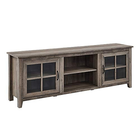 Walker Edison Portsmouth Classic 2 Glass Door TV Stand for TVs up to 80 Inches, 70 Inch, Grey Wash Walker Edison