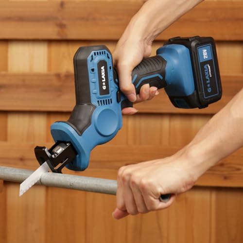 G LAXIA Reciprocating Saw, 20V Cordless Reciprocating Saw with 4.0Ah Battery, Tool-Free Blade Change, 3Pcs Blades for Wood, Soft Metal, PVC Pipe Cutting G LAXIA
