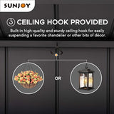 Sunjoy Wooden Grill Gazebo, 8 x 12 ft. Steel Hardtop Outdoor Gazebo for Year-Round Grilling, 2 Full Size Grills, Griddles or Smokers - Cook Station, Barbeque, Built-in Electrical Outlets, Black Sunjoy