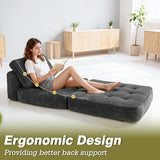 Art3d Folding Sofa Bed, Convertible Sleeper Sofa Bed with Pilow & Back Support, 3 in 1 Long Futon Boneless Couch, Comfy Floor Couch for Living Room, Bedroom, Dark Gray Art3d