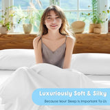 SONORO KATE 100% Egyptian Cotton Sheets Set, Extra Deep Pocket up to 18"-24",1000 High Thread Count, Soft & Breathable 5-Star Hotel Sateen Bed Sheets - 4 PC (White,Queen) SONORO KATE