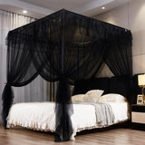 Kertnic Black Canopy Bed Curtains for Girls & Adults, Queen King Bed Canopy Drapes Netting, Practical Mosquito Net for Bed (King- 86" W*78" L*82" H)