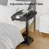 WALKINGDESK Foldable Pneumatic Height Adjustable Mobile Standing Desk with 90° Tiltable Tabletop, 27.2x18.9 Inch Portable Laptop Desk with Wheels, Holds Up to 66.1lbs for Home Office, Study, Black WALKINGDESK