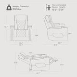 Watson & Whitely Genuine Leather Power Recliner Chair with Power Headrest, Lay Flat Home Theater Recliner with LED Lighting, Massage & Heat, Arm Storage & Cup Holders for Living Room, Brown