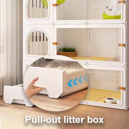 GUQASDV Cat Cage, Catio Indoor Cat Enclosure, Enclosed Cat Playpen, Cat Crate with Enclosed Litter Box for Ferret, Chinchilla, Rabbit, Small Animals(White,106x46x106cm) GUQASDV