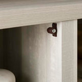 Walker Edison Wesley Modern Farmhouse Glass Door TV Stand for TVs up to 65 Inches, 58 Inch, Stone Grey, Without Fireplace Walker Edison