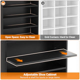 Homieasy Tall Shoe Cabinet, 9-Tier Wood Shoe Rack Organizer Cabinet for Closet, Freestanding Shoe Storage Cabinet with Adjustable Shelves for Entryway, Bedroom, Black Homieasy