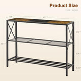 Hoctieon Industrial Console Table, 3 Tier Entryway Table, Hallway Table, Narrow Sofa Table with Shelves, Entrance Table for Entryway, Rustic Brown&Black Hoctieon