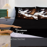 Bedbay Cow Print Comforter Set King Size Animal Skin Bedding 8 Pcs King Bed in a Bag Western Cowhide Rustic Bedding Brown Milk Cow Print Bed Set for All Seasons(Brown,King) Bedbay