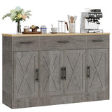 Shintenchi Buffet Cabinet with Storage,53.4" Large Kitchen Storage Cabinet with 3 Drawers and 4 Doors,Wood Farmhouse Buffet Sideboard with Adjustable Shelf for Kitchen Living Room, Gray Shintenchi